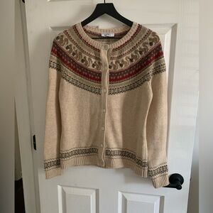 Appleseed's Beige and Red Patterned Cardigan